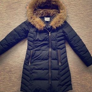 Cole Haan Signature Faux Fur Trim Hooded Coat